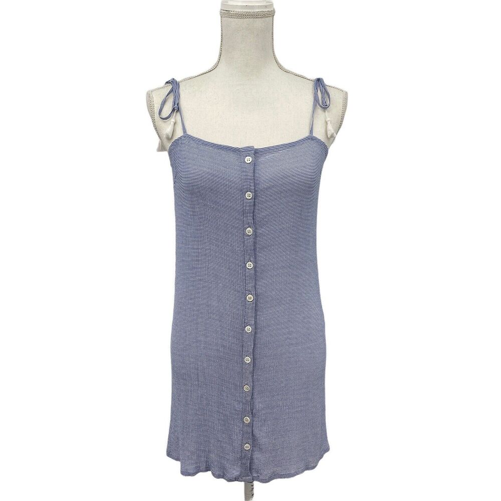 Faithfull Womens Size 6 Blue & White Stripe Spaghetti Strap Mini Dress Small